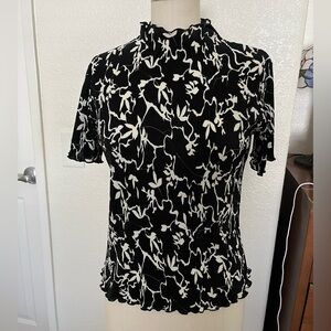 Elegant Black and White Floral Women's Top